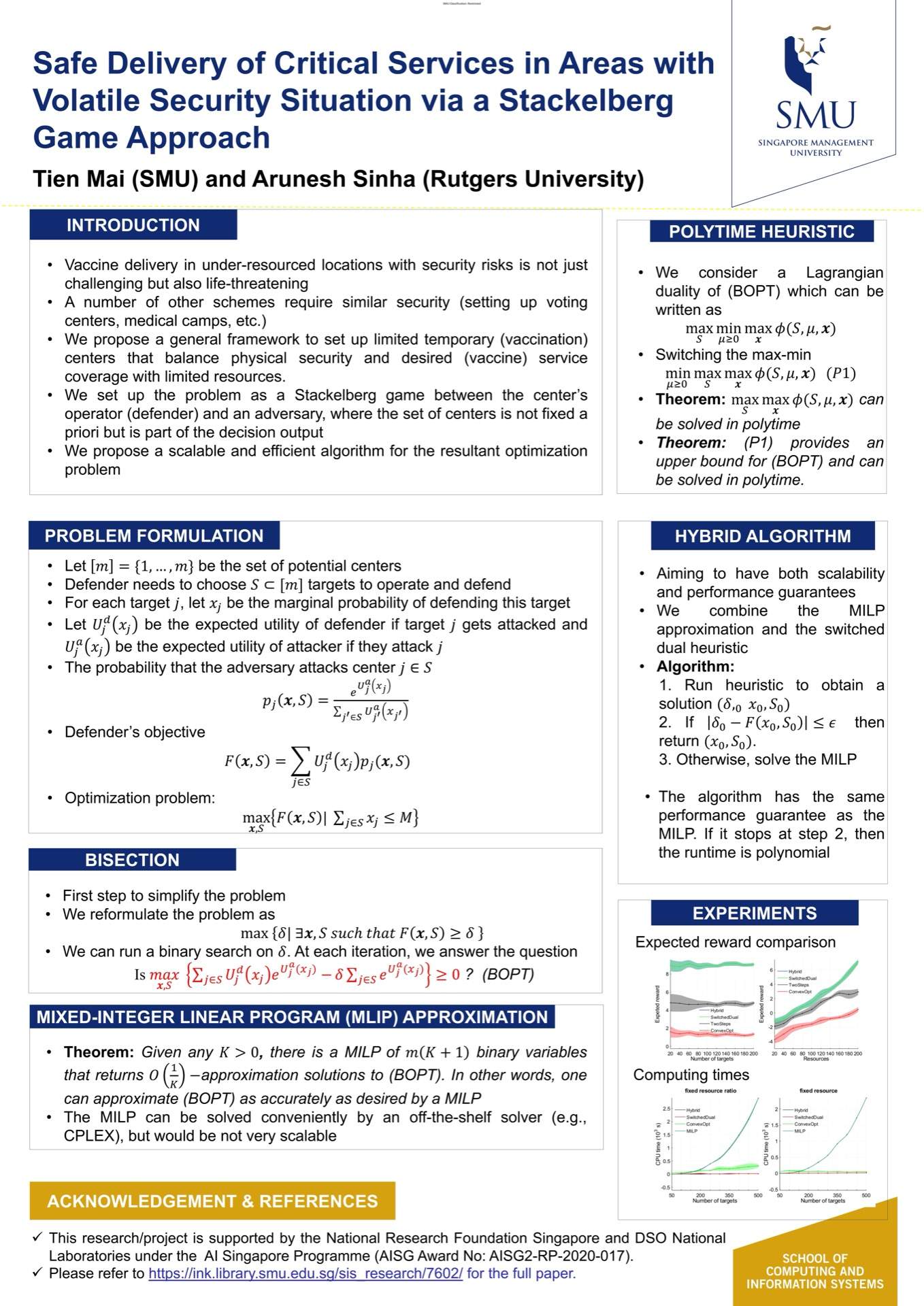 Safe Delivery of Critical Services in Areas with Volatile Security Situation via a Stackelberg Game Approach