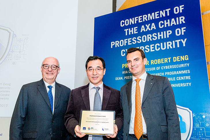 Singapore Management University’s Professor Robert Deng conferred the prestigious AXA Chair Professorship of Cybersecurity, delivers keynote Singapore Management University’s Professor Robert Deng conferred the prestigious AXA Chair Professorship of Cybersecurity, delivers keynote