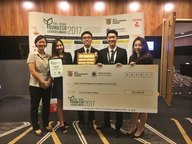 SMU Takes Top Prize at the CDL-Global Compact Network Singapore (GCNS) Young CSR Leaders Award 2017 SMU Takes Top Prize at the CDL-Global Compact Network Singapore (GCNS) Young CSR Leaders Award 2017