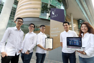 Six SMU students developed an IoT system with sensors that would alert nurses to the movement of the elderly